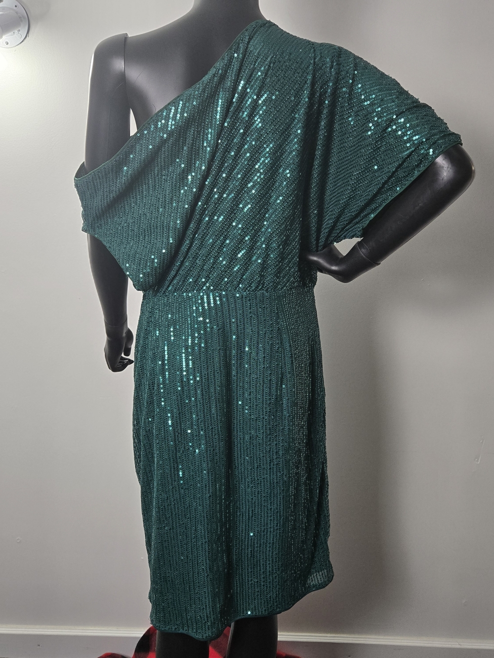 Grace Karin Emerald Green Sequin One-Shoulder Cocktail Dress - Picture 8 of 12